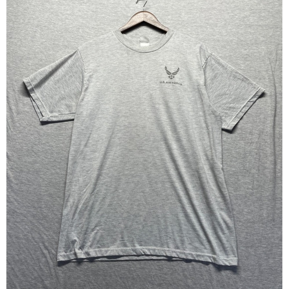 US Air Force Military T Shirt Mens Medium Heather Gray Reflective Wing Logo